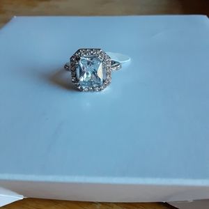 White topaz and cz ring.